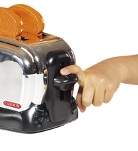 Load image into Gallery viewer, Realistic Toaster and Kettle Set brought to you by Casdon, children can fill the kettle and watch the toast pop up as they pretend to be grown ups and help out in the kitchen.  This breakfast set will feel just like real life when children turn the timer knob on the toaster and push the button on the kettle.