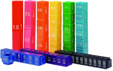 Load image into Gallery viewer, Fraction Tower Equivalency Cubes are interlocking cubes that teach Math's concepts in an exciting new way.  The colour coded cubes make it a lot easier and fun for little ones to learn through play.  Perfect for ages 6 and above