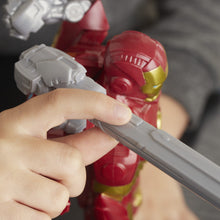 Load image into Gallery viewer, Iron Man figure brought to you by Hasbro, inspired by Marvel Comics, will be igniting children's imaginations with this classic Avengers action hero, when kids connect the Titan Hero Blast Gear launcher to this figure’s back port, they can launch projectiles!