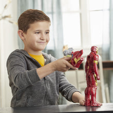 Load image into Gallery viewer, Iron Man figure brought to you by Hasbro, inspired by Marvel Comics, will be igniting children's imaginations with this classic Avengers action hero, when kids connect the Titan Hero Blast Gear launcher to this figure’s back port, they can launch projectiles!