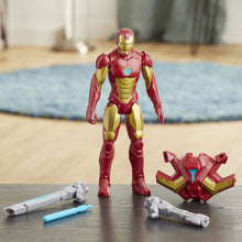 Load image into Gallery viewer, Iron Man figure brought to you by Hasbro, inspired by Marvel Comics, will be igniting children's imaginations with this classic Avengers action hero, when kids connect the Titan Hero Blast Gear launcher to this figure’s back port, they can launch projectiles!