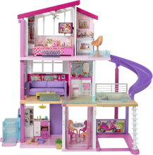 Load image into Gallery viewer, The Barbie Dreamhouse is quite literally every little girls dream! with 3 floors, 8 rooms, fully furnished, with 70 + accessories.  The Dreamhouse has an outdoor area, a rooftop pool with a slide, a working lift big enough for 4 Barbie's.