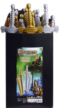 Load image into Gallery viewer, With the Knights and Warriors Battle Sword children can imagine that they are brave warriors, mighty kings and queens from legends and charge into battle to defeat their enemies. The sword is made out of smooth, light-weight plastic. Comes in either gold or silver, colour will be picked at random.