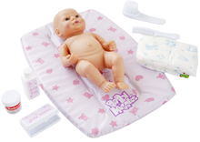 Load image into Gallery viewer, Little girls and boys love to copy what Mummy and Daddy do and this changing mat set is perfect for pretending to be grown ups, children can lay their baby on the mat and change their nappy included in the set, they can even use the pretend products to clean baby with baby huggies wipes, make sure they don't get a sore bottom with the Sudocreme, add a little powder and once finished they can brush their babies hair.  This is a wonderful set for role play.