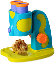 Load image into Gallery viewer, Does your child love science? Explore your world with My First Microscope.  Ignite the spark in every child! There is a light inside all of us that shines brightest when we are playing.  Specimin tray holds flat and 3D objects so your child can investigate all kinds of wonderful objects.