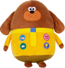 Load image into Gallery viewer, Hey Duggee Hug n Woof is the super fun interactive toy for your little one, press the badges to hear music and sounds, you child will be taking this cuddly toy everywhere with them.