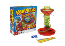 Load image into Gallery viewer, Ker-Plunk is a nerve-racking game of skill! Nail-biting fun that's gone spiralling mad!  Pull out the sticks but don't dislodge the marbles or they'll come whooshing down the chute.  The aim of the game is to finish with the fewest marbles in your tray! There are lots of different ways to play this game, start with Ker-Plunked first, then move onto Golden Ball, Tricksy Trays or Hot Sticks or let your imagination run free, what cool new games can you make up with your friends?