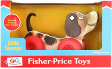 Load image into Gallery viewer, Little Snoopy originally introduced in 1966, Little Snoopy wobbled, wagged and yipped into kids and parents hearts as a beloved Fisher-Price classic toy.  Pull the cord to watch Little Snoopy wobble around and swing his ears.  He also makes a "yip-yip" sound as he moves.  Little Snoopy will be bringing a smile to a new generation.