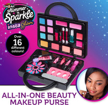 Load image into Gallery viewer, Every little girl loves to watch mummy do her make-up, and if he gets to use some of mummy's make-up then even better, well now your little one can use her own make-up from her very own make-up bag, it's perfect to use as a handbag that your daughter can take with her and pretend to be grown up.  You and your little girl can have a pamper night together doing beautiful sparkly make-up and nails, with over 16 colours for eyes, lips and cheeks.