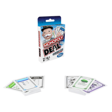 Load image into Gallery viewer, Monopoly is the much loved family board game, that you can now play where ever you go, Monopoly Deal is the fantastic travel game that everyone will love and it's now been made a lot simpler, the object of the game is to collect 3 property sets to win, use action cards to charge rent and make tricky deals.