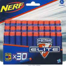 Load image into Gallery viewer, N-Strike warriors lose when they run out of ammo, so load up on firepower with this Refill Pack of 30 N-Strike Elite Darts! These darts work with any N-Strike Elite blaster and most original N-Strike blasters (sold separately). The pack includes 20 Elite Darts and 10 Elite Deco Darts. Ammo up with the 30-dart Refill Pack!
