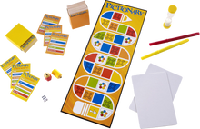 Load image into Gallery viewer, It doesn't matter if you can draw or not, the fun is in trying!  Pictionary is about quick sketches and hilarious guesses! Let you imagination run wild and your pen will follow! It doesn't matter if you can draw the Mona Lisa or just stick men, the excitement begins when everybody tries to shout out the right answer! Now includes Pop Culture category, with fresh clues featuring movies, TV shows, songs, celebrities and more.