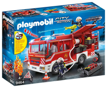 Load image into Gallery viewer, The Playmobil 9464 City Action Fire Engine is ready for any emergency call.  The vehicle features lights and siren sounds for realistic play as well as a removable roof for easier access to the interior.