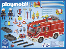 Load image into Gallery viewer, The Playmobil 9464 City Action Fire Engine is ready for any emergency call.  The vehicle features lights and siren sounds for realistic play as well as a removable roof for easier access to the interior.