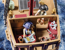 Load image into Gallery viewer, The Playmobil Pirates Ship is the ideal gift for any sailors out there!  Your child will have fun pretending to be a pirate and sailing the seven seas on this fantastic pirate ship!  They can fire canons and make the characters walk the plank!