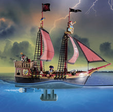 Load image into Gallery viewer, The Playmobil Pirates Ship is the ideal gift for any sailors out there!  Your child will have fun pretending to be a pirate and sailing the seven seas on this fantastic pirate ship!  They can fire canons and make the characters walk the plank!