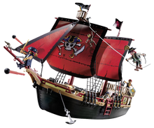 Load image into Gallery viewer, The Playmobil Pirates Ship is the ideal gift for any sailors out there!  Your child will have fun pretending to be a pirate and sailing the seven seas on this fantastic pirate ship!  They can fire canons and make the characters walk the plank!