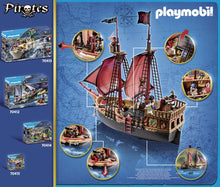 Load image into Gallery viewer, The Playmobil Pirates Ship is the ideal gift for any sailors out there!  Your child will have fun pretending to be a pirate and sailing the seven seas on this fantastic pirate ship!  They can fire canons and make the characters walk the plank!