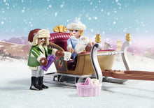 Load image into Gallery viewer, Let's go on a sleigh ride with the Playmobil Sleigh Ride playset, this festive set is great for the Christmas period, when your child wants to pretend they are taking their horse drawn sleigh on a magical journey through the snow.  This set includes 3 characters to play with to make the magic seem all the more real for your little one.