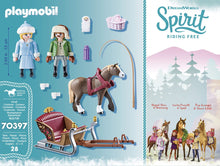Load image into Gallery viewer, Let's go on a sleigh ride with the Playmobil Sleigh Ride playset, this festive set is great for the Christmas period, when your child wants to pretend they are taking their horse drawn sleigh on a magical journey through the snow.  This set includes 3 characters to play with to make the magic seem all the more real for your little one.