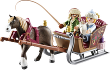 Load image into Gallery viewer, Let's go on a sleigh ride with the Playmobil Sleigh Ride playset, this festive set is great for the Christmas period, when your child wants to pretend they are taking their horse drawn sleigh on a magical journey through the snow.  This set includes 3 characters to play with to make the magic seem all the more real for your little one.