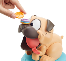 Load image into Gallery viewer, Great for dog lovers! this game will have you and you little ones laughing their heads off as you pick a treat, stack it on his nose, press his paw, then if the pug eats, you win the treats! Its the simple game your little ones will love to play with their friends and family.