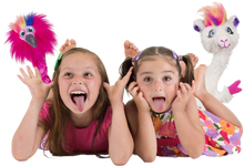 Load image into Gallery viewer, Flossi the Flamingo is the fantastically Sassi Flamingo that your little one will love to dance and sing with.  She dances and swirls when you press one of her feet.  Press and hold the other foot to talk to her, it will record your voice and she will talk back, so much fun for the whole family, your little one will be laughing their head off when they get to Floss with Flossi.