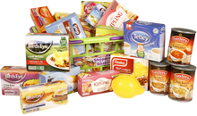 Load image into Gallery viewer, Let's play shops! Children can pick up branded items from the shelves, such as Mr Kipling, Baxters and Birds Eye, then put the items in their basket, pretend to take to a till and pay ready to make dinner at home.  Every child loves to copy what their parents do and this is the perfect item to role play with.