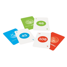 Load image into Gallery viewer, Tacklingtables is the fun card game that helps children quickly learn their times tables 'off by heart', and as children progress, the number of tables they must learn reduces!  Developed by teachers and widely used in classrooms, these colour coded cards ensure that children learn their tables as well as the corresponding division facts.