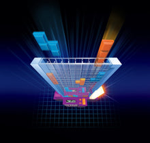 Load image into Gallery viewer, Tetris Dual is a fast head-to-head, tabletop strategy game based upon Tetris – one of the most popular electronic games of all time. The object of the game is to create the Tetrimino shapes displayed on the LCD screen, by dropping them into the play grid. Score points by placing a piece next to one of your own colour, but you can complete more points by completing a full row. Don't leave any holes or you will lose points!