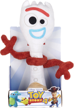 Load image into Gallery viewer, Forky the fantastic well known and lovable character from Toy Story 4, will be every child's best friend! Your little one will want to take this great plush toy with them where ever they go.  Even the box that it comes in is fun, with door hangings to cut out on the back!