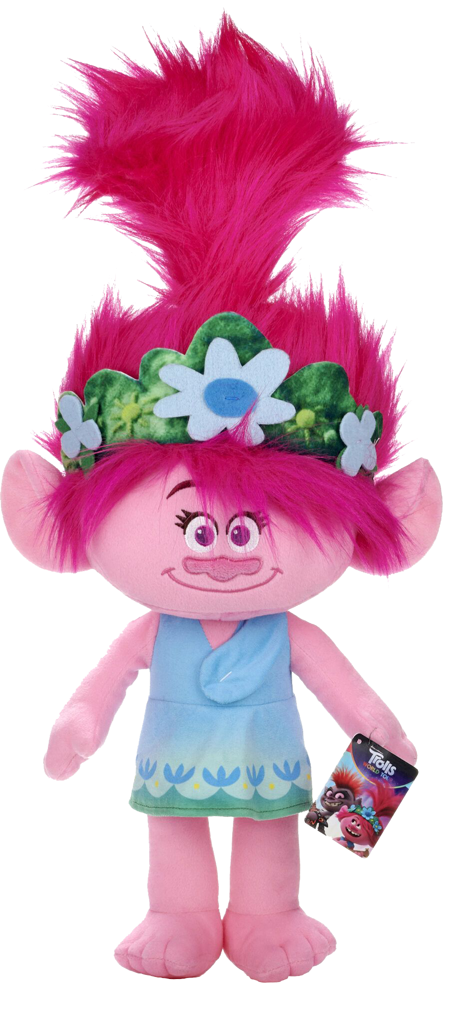 From the smash-hit animated comedy and musical adventure, Princess Poppy is back in Trolls 2 World Tour. Poppy, the happiest Troll ever born is beautifully recreated with her bright pink hair and her infectious smile. Create your own musical adventure with Poppy or simply snuggle down with this soft and cuddly plush toy. 