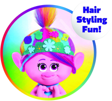 Load image into Gallery viewer, Girls will love the Poppy styling head from Trolls World Tour, they can style Poppy's hair with all the included accessories, she will have hours of fun playing with her beautiful multi-coloured hair.