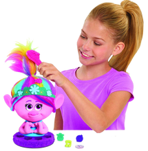 Load image into Gallery viewer, Girls will love the Poppy styling head from Trolls World Tour, they can style Poppy's hair with all the included accessories, she will have hours of fun playing with her beautiful multi-coloured hair.