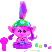 Load image into Gallery viewer, Girls will love the Poppy styling head from Trolls World Tour, they can style Poppy's hair with all the included accessories, she will have hours of fun playing with her beautiful multi-coloured hair.