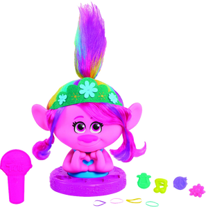 Girls will love the Poppy styling head from Trolls World Tour, they can style Poppy's hair with all the included accessories, she will have hours of fun playing with her beautiful multi-coloured hair.