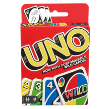 Load image into Gallery viewer, For more than 40 years, Uno has been a card game that just about everyone in the family can play. The object is simple – get rid of all your cards before everyone else. Match the number, colour, or type of card to play; use a wild if you don&#39;t have a match, or draw from the pile until you get a card you can play.  Fantastic as a travel game!
