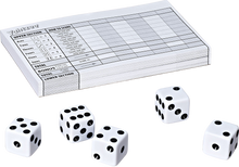 Load image into Gallery viewer, Yahtzee is the fantastic travel dice game that will keep the family occupied for hours.  You shake the dice and check the score sheet to see what sequence gives you the best score, if you are lucky you may even roll a sequence of 5 of the same number, if you do, be sure to shout yahtzee and win lots of points.  Count up your points at the end and the person with the most amount of points wins.
