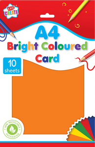 Is your child into arts & crafts? Then he/she will love this 10 pack of A4 bright coloured card, they will be able to create all different kinds of bright coloured art work with this card, that they can cut, draw on and fold into any shape they please, great for using on a rainy day.