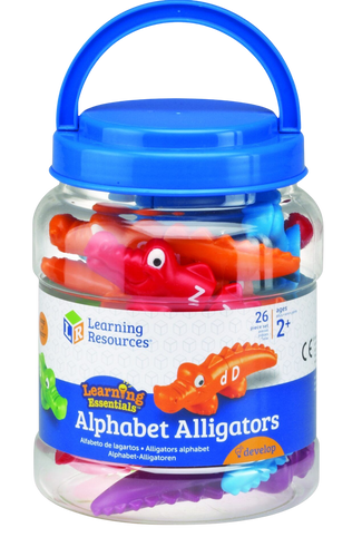 Encourage children to master early learning skills in a snap! Printed alligators are easy for little hands to snap together and pull apart. Colourful alligator heads and tails are printed with uppercase and lowercase letters. Children match the head of an alligator with the correct tail to build letter recognition. Includes the whole alphabet.