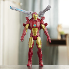 Load image into Gallery viewer, Iron Man figure brought to you by Hasbro, inspired by Marvel Comics, will be igniting children&#39;s imaginations with this classic Avengers action hero, when kids connect the Titan Hero Blast Gear launcher to this figure’s back port, they can launch projectiles!
