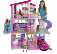 Load image into Gallery viewer, The Barbie Dreamhouse is quite literally every little girls dream! with 3 floors, 8 rooms, fully furnished, with 70 + accessories.  The Dreamhouse has an outdoor area, a rooftop pool with a slide, a working lift big enough for 4 Barbie&#39;s.
