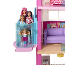 Load image into Gallery viewer, The Barbie Dreamhouse is quite literally every little girls dream! with 3 floors, 8 rooms, fully furnished, with 70 + accessories.  The Dreamhouse has an outdoor area, a rooftop pool with a slide, a working lift big enough for 4 Barbie&#39;s.
