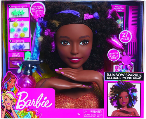 The Barbie Rainbow Deluxe Styling Head is great for every little one that loves to style hair and maybe even want to become a stylist themselves one day!