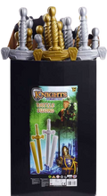 Load image into Gallery viewer, With the Knights and Warriors Battle Sword children can imagine that they are brave warriors, mighty kings and queens from legends and charge into battle to defeat their enemies. The sword is made out of smooth, light-weight plastic. Comes in either gold or silver, colour will be picked at random.  
