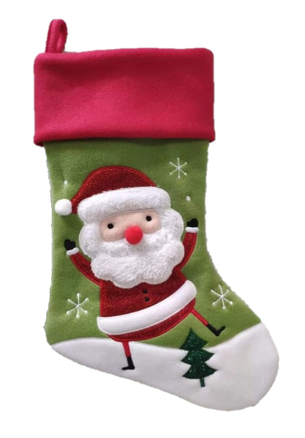 Santa Plush Christmas Stocking 40cm X 25cm