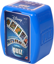 Load image into Gallery viewer, Top Trumps with a twist, this Disney Edition quiz game features all your favourite movies such as, Little Mermaid, Toy Story, Lion King, Snow White and many more.
