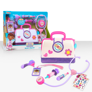 Little one's can have lots of fun pretending to be a doctor with this fun Doc McStuffin Doctor Bag Set, fantastic role play item with a light and sound stethoscope, ID card thermometer and many other items so your little one can make mummy and daddy all better! 