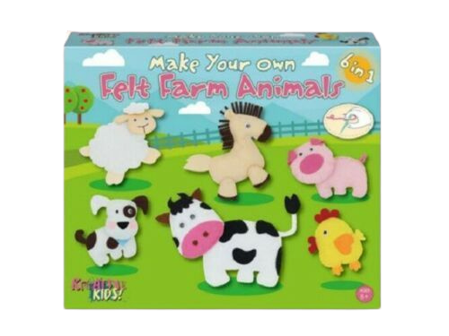 Your child can make their own felt farm animals with this wonderful kit.  There are 6 animals in the box, so they can make a whole farm to play with.  This is a great kit for a rainy day activity, to keep them occupied at the table.  Everything you need to make the farm animals is in the kit, so all your child has to do is get creative.