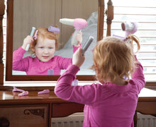 Load image into Gallery viewer, Your little one will love to use this hair dryer set to pretend to be a real life hair dresser, they can brush hair and use clips and rollers to make different styles.  He/She can decide if they need a different nozzle for the hair dryer, and choose if they would like the speed to be fast or slow, they can push the button to hear the realistic sound as the blow dry and style hair.
